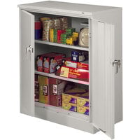Tennsco 24" x 36" x 42" Light Gray Deluxe Storage Cabinet with Solid Doors - Assembled 4224DLX-LGY