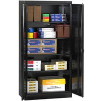 Tennsco 18" x 36" x 72" Black Standard Storage Cabinet with Solid Doors and Recessed Handles - Unassembled 1470RH-BLK