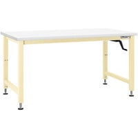 BenchPro Adams Series 36 inch x 60 inch Formica Laminate Top Adjustable Crank Workbench with Beige Frame AMFES3660