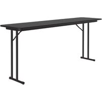 Correll 18 inch x 72 inch Black Granite Thermal-Fused Laminate Top Folding Seminar Table with Off-Set Legs