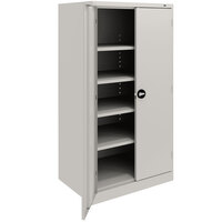 Tennsco 18" x 36" x 72" Light Gray Standard Storage Cabinet with Solid Doors and Recessed Handles - Unassembled 1470RH-LGY