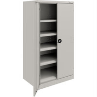 Tennsco 18" x 36" x 72" Light Gray Storage Cabinet with Solid Doors and Recessed Handles - Assembled 7218RH-LGY