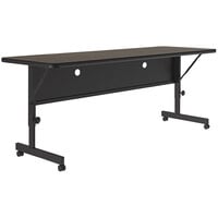Correll 24 inch x 60 inch Walnut 23 inch - 31 inch Adjustable Height Thermal-Fused Laminate Flip Top Table