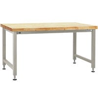 BenchPro Adams Series Butcherblock Wood Top Adjustable Hydraulic Workbench with Gray Frame