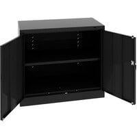 Tennsco 18 inch x 36 inch x 36 inch Black Standard Storage Cabinet with Solid Doors - Unassembled 1436-BLK