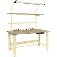 BenchPro Roosevelt Series 30 inch x 60 inch Particle Board Top Adjustable Workbench with Beige Light Frame / Base Frame and Round Front Edge RPBC-3
