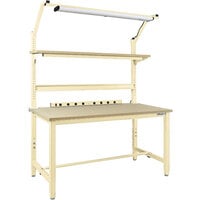 BenchPro Kennedy Series 30 inch x 60 inch Particleboard Top Adjustable Workbench Set with Beige Frame KPBC-5
