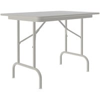 Correll 24 inch x 36 inch Gray Granite Thermal-Fused Laminate Top Folding Table with Gray Frame and Leveling Feet
