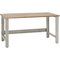 BenchPro Roosevelt Series 24 inch x 60 inch Maple Oiled Butcher Block Top Adjustable Workbench with Gray Frame RW2460