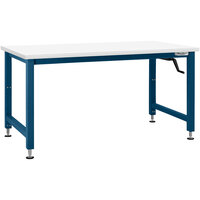 BenchPro Adams Series 36" x 72" Formica Laminate Top Adjustable Crank Workbench with Dark Blue Frame AMFES3672
