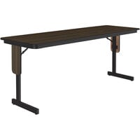 Correll 24" x 60" Walnut Thermal-Fused Laminate Top Folding Seminar Table with Panel Legs