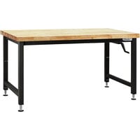 BenchPro Adams Series Butcherblock Wood Top Adjustable Crank Workbench with Black Frame