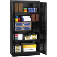 Tennsco 18" x 36" x 72" Black Storage Cabinet with Solid Doors and Recessed Handles - Assembled 7218RH-BLK