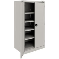 Tennsco 24" x 36" x 72" Light Gray Storage Cabinet with Solid Doors and Recessed Handles - Assembled 7224RH-LGY