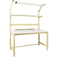 BenchPro Kennedy Series ESD LisStat Laminate Top Adjustable Workbench Set with Beige Frame and Round Front Edge