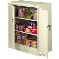 Tennsco 18 inch x 36 inch x 42 inch Putty Deluxe Storage Cabinet with Solid Doors - Assembled 4218DLX-CPY