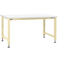 BenchPro Adams Series 36 inch x 60 inch Formica Laminate Top Adjustable Hydraulic Workbench with Beige Frame AEFES3660
