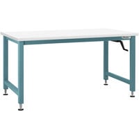 BenchPro Adams Series 36 inch x 60 inch Formica Laminate Top Adjustable Crank Workbench with Light Blue Frame AMFES3660