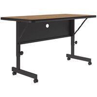 Correll 24 inch x 48 inch Oak 23 inch - 31 inch Adjustable Height Thermal-Fused Laminate Flip Top Table