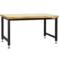 BenchPro Adams Series Butcherblock Wood Top Adjustable Hydraulic Workbench with Black Frame