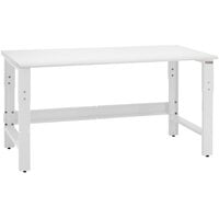 BenchPro Roosevelt Series 24 inch x 48 inch LisStat ESD Laminate Top Adjustable Workbench with White Frame and Round Front Edge RD2448