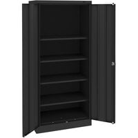 Tennsco 18" x 30" x 72" Black Standard Storage Cabinet with Solid Doors - Unassembled 3070-BLK