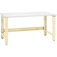 BenchPro Roosevelt Series 24 inch x 48 inch LisStat ESD Laminate Top Adjustable Workbench with Beige Frame and Round Front Edge RD2448