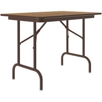 Correll 24" x 48" Medium Oak Keyboard Height Thermal-Fused Laminate Top Folding Table with Brown Frame and Leveling Feet