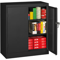 Tennsco 18" x 36" x 42" Black Standard Storage Cabinet with Solid Doors - Assembled 4218-BLK