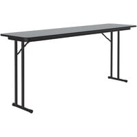 Correll 18" x 72" Gray Granite Thermal-Fused Laminate Top Folding Seminar Table with Off-Set Legs