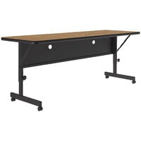 Correll 24 inch x 60 inch Oak 23 inch - 31 inch Adjustable Height Thermal-Fused Laminate Flip Top Table