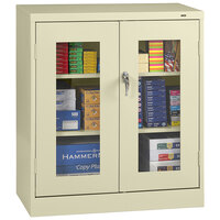 Tennsco 18 inch x 36 inch x 42 inch Putty Standard Storage Cabinet with C-Thru Doors - Assembled CVD4218-CPY