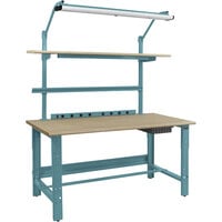 BenchPro Roosevelt Series 30" x 60" Particle Board Top Adjustable Workbench with Light Blue Light Frame / Base Frame and Round Front Edge RPBC-3