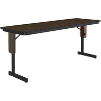 Correll 24" x 96" Walnut Thermal-Fused Laminate Top Folding Seminar Table with Panel Legs