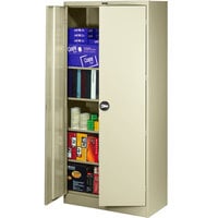 Tennsco 18" x 36" x 78" Sand Deluxe Storage Cabinet with Solid Doors and Recessed Handles - Unassembled 1870RH-SND