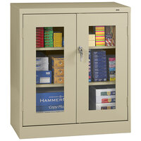 Tennsco 18 inch x 36 inch x 42 inch Sand Standard Storage Cabinet with C-Thru Doors - Assembled CVD4218-SND