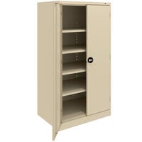 Tennsco 24" x 36" x 72" Sand Standard Storage Cabinet with Solid Doors and Recessed Handles - Unassembled 1480RH-SND