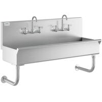 Regency 48 inch x 17 1/2 inch Multi-Station Hand Sink with 2 Wall Mounted Faucets