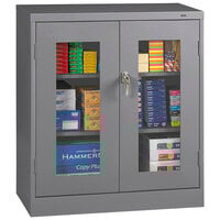 Tennsco 18" x 36" x 42" Dark Gray Standard Storage Cabinet with C-Thru Doors - Assembled CVD4218-MGY