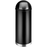 Lancaster Table & Seating 15 Gallon Black Steel Round Decorative Waste Receptacle with Push Door