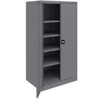 Tennsco 18" x 36" x 72" Dark Gray Standard Storage Cabinet with Solid Doors and Recessed Handles - Unassembled 1470RH-MGY
