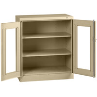 Tennsco 18 inch x 36 inch x 42 inch Sand Standard Storage Cabinet with C-Thru Doors - Unassembled CVD1442-SND