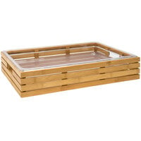 Front of the House 21 inch x 13 inch x 3 3/4 inch Bamboo Basket Shallow Housing / Pan Set - 2/Case