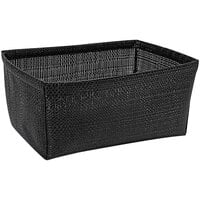 Front of the House Metroweave 12 1/4" x 9 1/2" x 5 3/4" Black Random Weave Woven Vinyl Basket - 4/Case