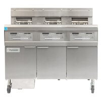 Frymaster FPGL330-4LCA Natural Gas Floor Fryer with Full Right Frypot / Two Left Split Pots and Automatic Top Off - 225,000 BTU