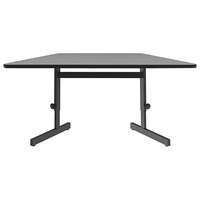 Correll 30" x 60" Trapezoid Gray Granite Finish 21" - 29" Adjustable Height Thermal-Fused Laminate Top Computer and Training Desk