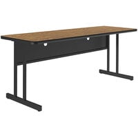 Correll 24" x 60" Rectangular Medium Oak Finish Desk Height Thermal-Fused Laminate Top Computer and Training Desk