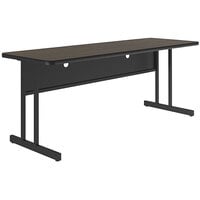 Correll 24" x 72" Rectangular Walnut Finish Desk Height Thermal-Fused Laminate Top Computer and Training Desk