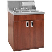 Eagle Group PHS-S3-H-LB 28 inch 3 Compartment Hot/Cold Water Portable Hand Sink with Laminate Finish