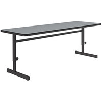 Correll 24" x 72" Rectangular Gray Granite Finish 21" - 29" Adjustable Height Thermal-Fused Laminate Top Computer and Training Desk